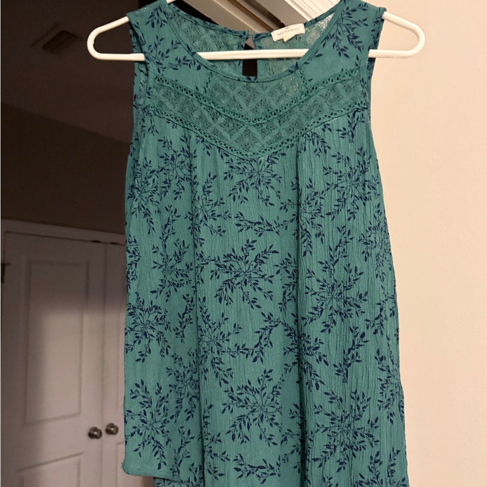 Fai Eyelet Detail Top Teal